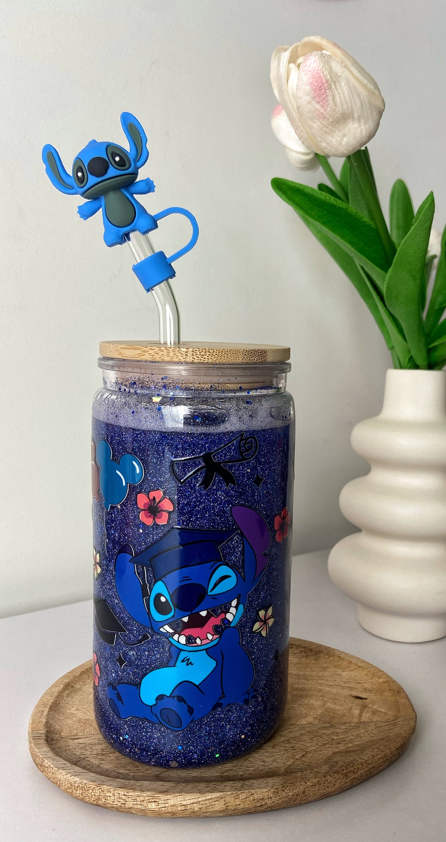 Verres Double Paroi à Paillettes - Stitch