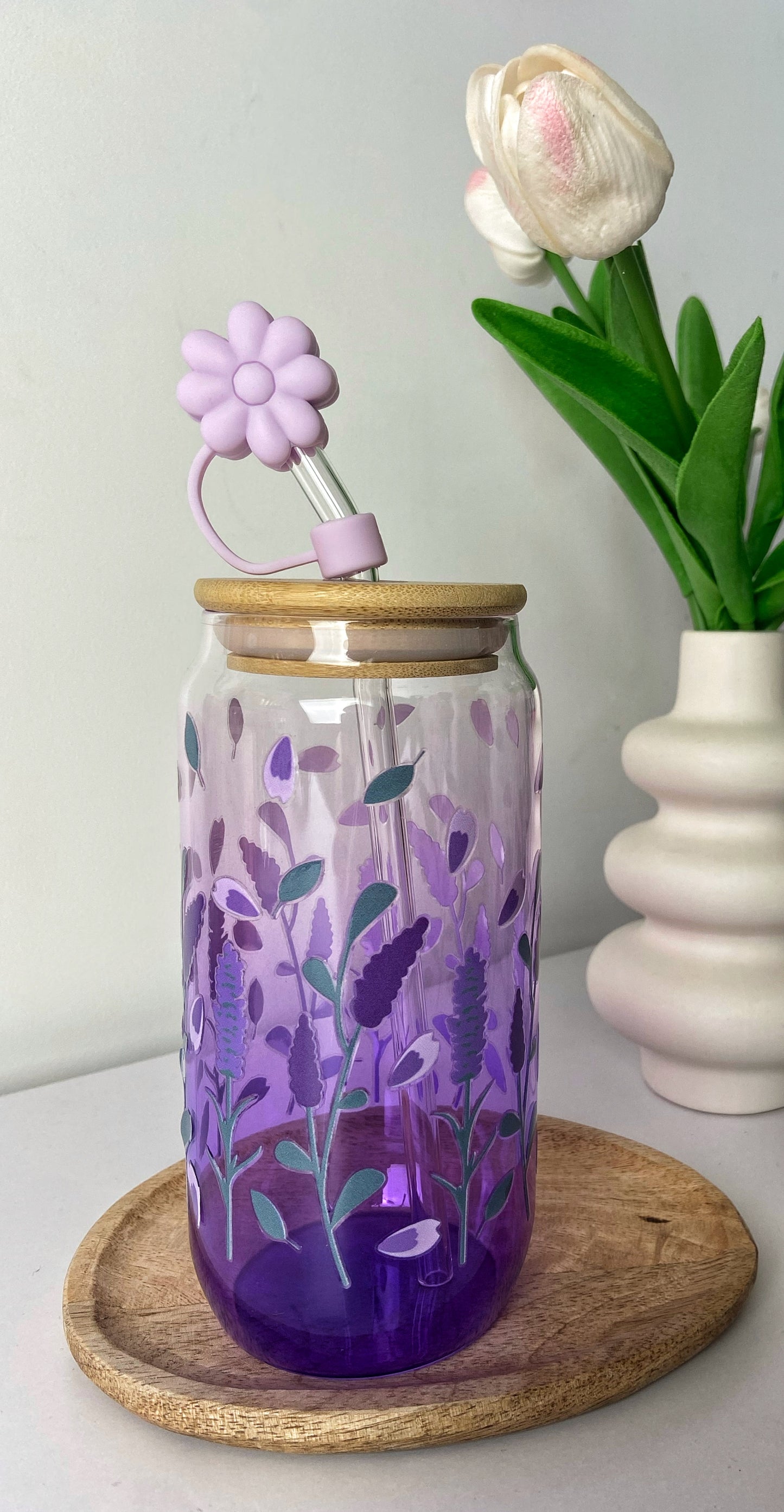 Verre Dégradé - Fleurs Violettes